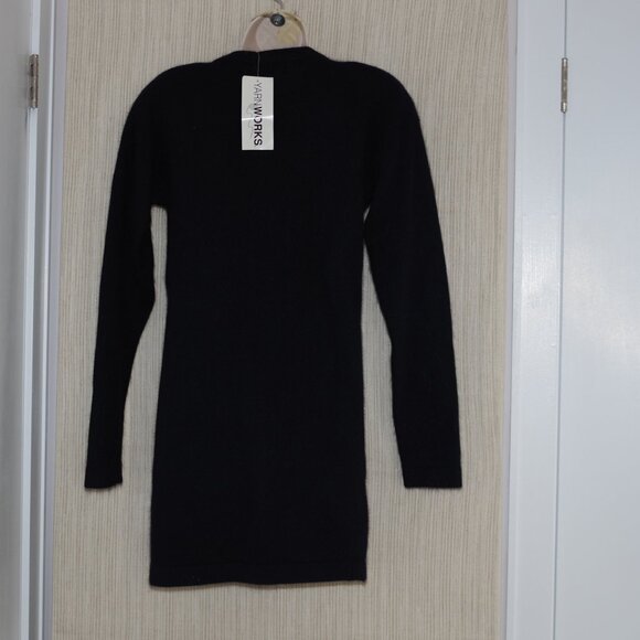 Yarnworks black angora blend sweater Mini dress Tunic Pullover  Size: M - Picture 3 of 4